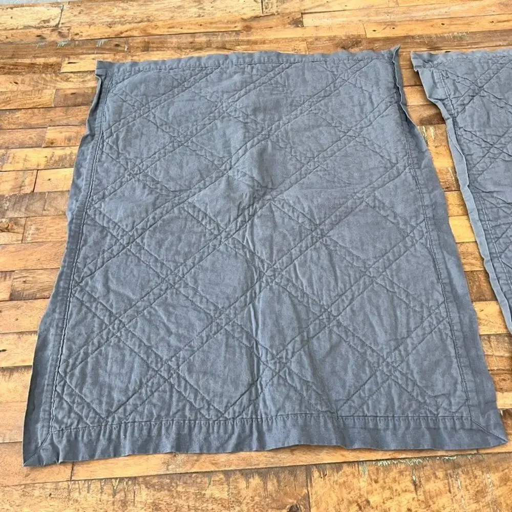 Threshold Gray Cotton Linen Blend Quilted Standard Pillow Shams Set Of 2